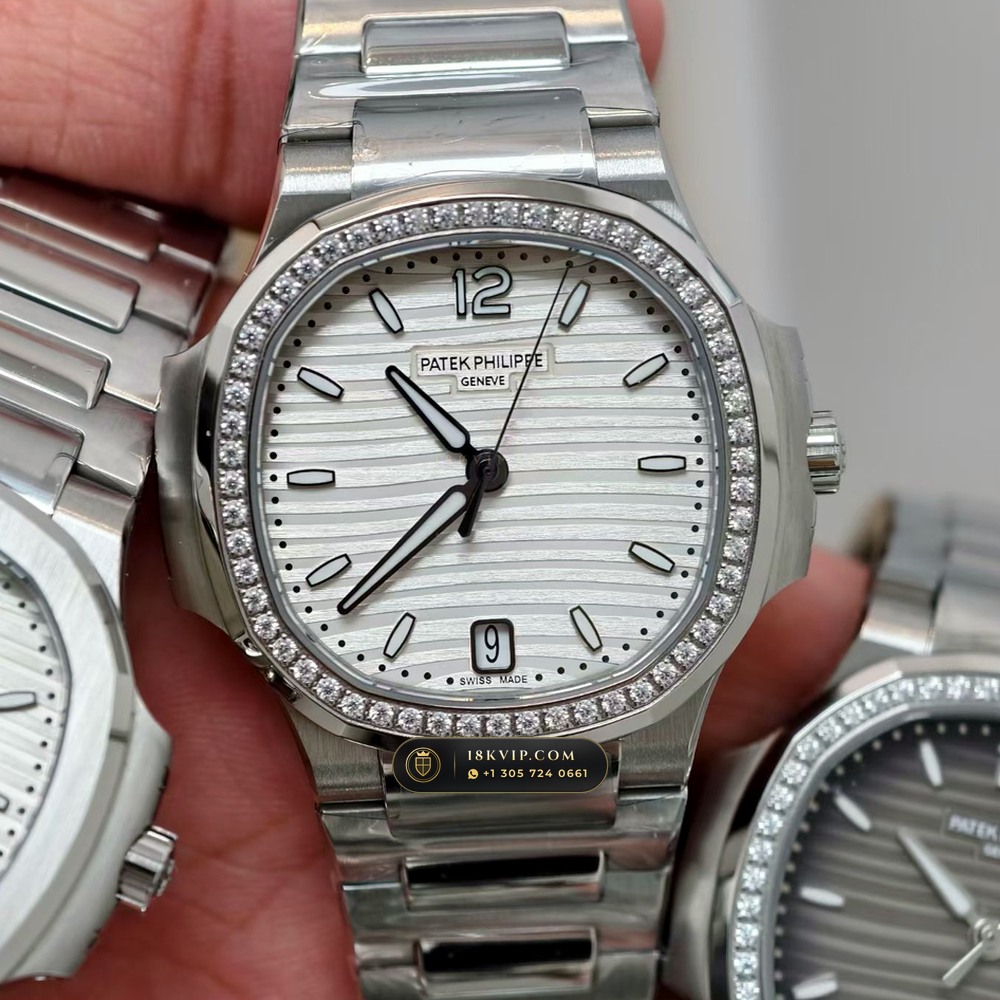 Patek Philippe Nautilus Ladies Automatic 35.2mm Diamond Bezel Ref. 7118/1200A-001 — Private Vault Edition — Studio Gallery Plate III in 904L Stainless Steel Custom Architecture (96.2g Verified Mass, Patek Philippe Cal. 324 S C - 21K Gold Rotor)