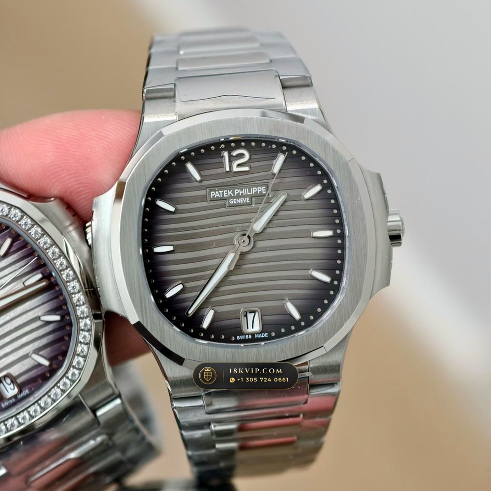 Patek Philippe Nautilus Ladies Automatic 35.2mm Diamond Bezel Ref. 7118/1200A-001 — Private Vault Edition — Studio Gallery Plate V in 904L Stainless Steel Custom Architecture (96.2g Verified Mass, Patek Philippe Cal. 324 S C - 21K Gold Rotor)