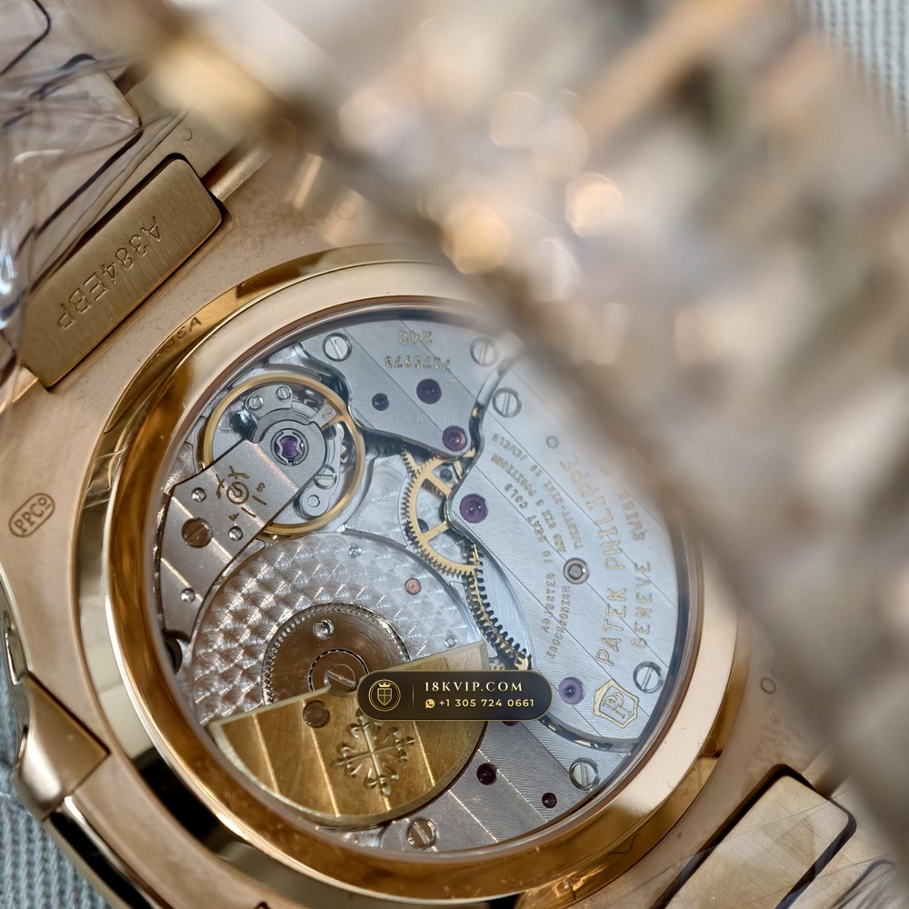 Patek Philippe Nautilus Moonphase & Power Reserve Diamond-Set Bezel 18K Rose Gold Ref. 5712R — Private Vault Edition — Studio Gallery Plate IX in 18K Rose Gold Au750 (106.0g Verified Mass, Patek Philippe Cal. 240 PS IRM C LU - 22K Gold Micro-Rotor)