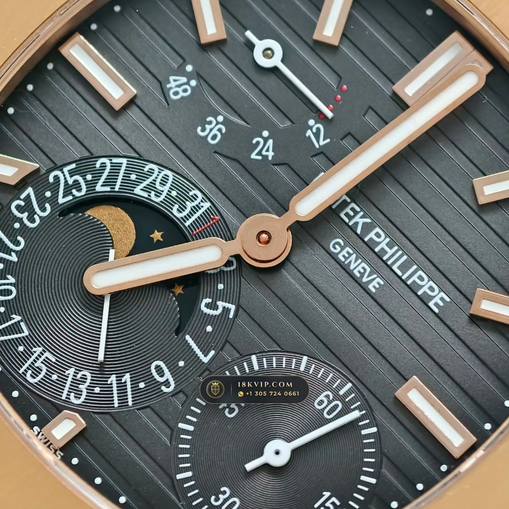 Patek Philippe Nautilus Moonphase & Power Reserve 18K Rose Gold Custom SW Dial Deep Crystal Optics Ref. 5712R — Private Vault Edition — Studio Gallery Plate IV in 18K Rose Gold Au750 (106.0g Verified Mass, Patek Philippe Cal. 240 PS IRM C LU - 22K Gold Micro-Rotor)