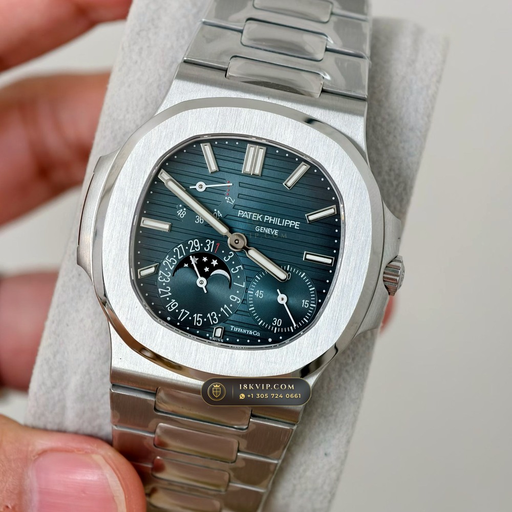 Patek Philippe Nautilus Moonphase & Power Reserve Tiffany Blue Dial Ref. 5712A — Private Vault Edition — Studio Gallery Plate II in 904L Stainless Steel Custom Architecture (116.1g Verified Mass, Patek Philippe Cal. 240 PS IRM C LU - 22K Gold Micro-Rotor)
