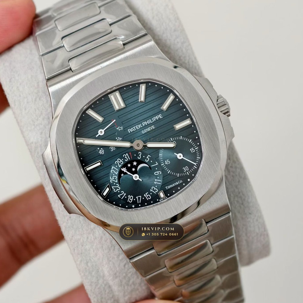 Patek Philippe Nautilus Moonphase & Power Reserve Tiffany Blue Dial Ref. 5712A — Private Vault Edition — Studio Gallery Plate III in 904L Stainless Steel Custom Architecture (116.1g Verified Mass, Patek Philippe Cal. 240 PS IRM C LU - 22K Gold Micro-Rotor)