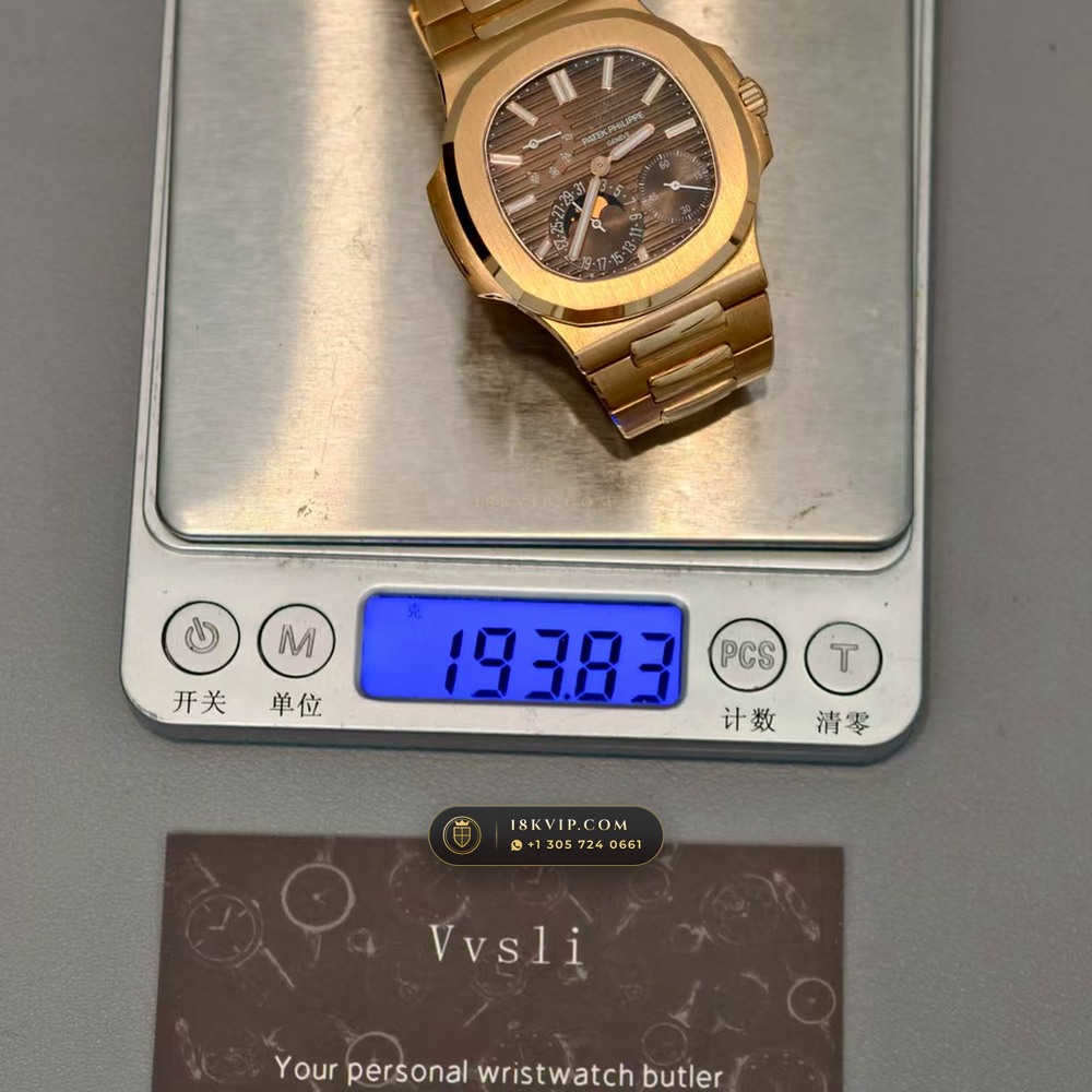 Patek Philippe Nautilus Moonphase & Power Reserve 18K Rose Gold Ref. 5712R/001 — Private Vault Edition — Studio Gallery Plate XI in 18K Rose Gold Au750 (105.9g Verified Mass, Patek Philippe Cal. 240 PS IRM C LU - 22K Gold Micro-Rotor)