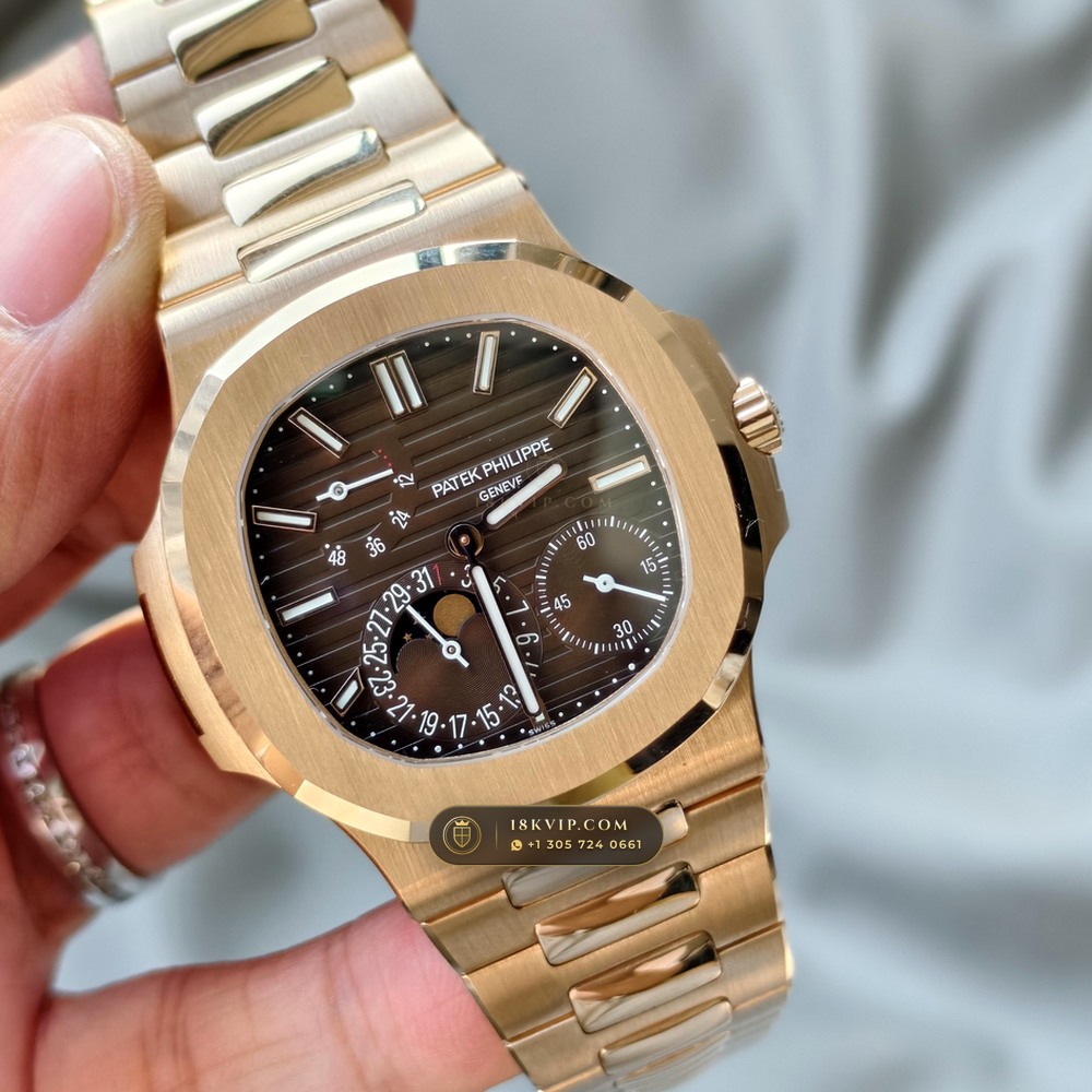 Patek Philippe Nautilus Moonphase & Power Reserve 18K Rose Gold Ref. 5712R/001 — Private Vault Edition — Studio Gallery Plate III in 18K Rose Gold Au750 (105.9g Verified Mass, Patek Philippe Cal. 240 PS IRM C LU - 22K Gold Micro-Rotor)