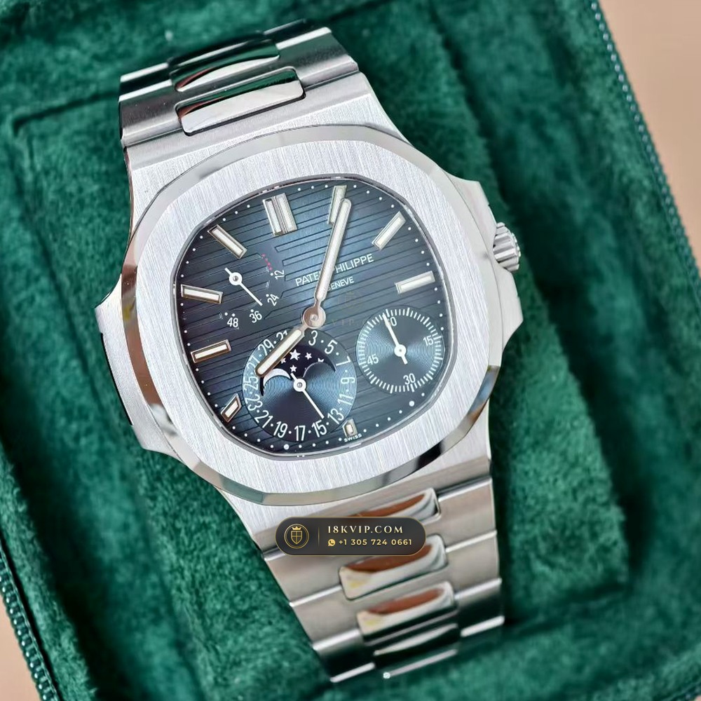 Patek Philippe Nautilus Moonphase & Power Reserve Hand-Chamfered Bevel Spec Ref. 5712/1A — Private Vault Edition — Studio Gallery Plate II in 904L Stainless Steel Custom Architecture (116.5g Verified Mass, Patek Philippe Cal. 240 PS IRM C LU - 22K Gold Micro-Rotor)
