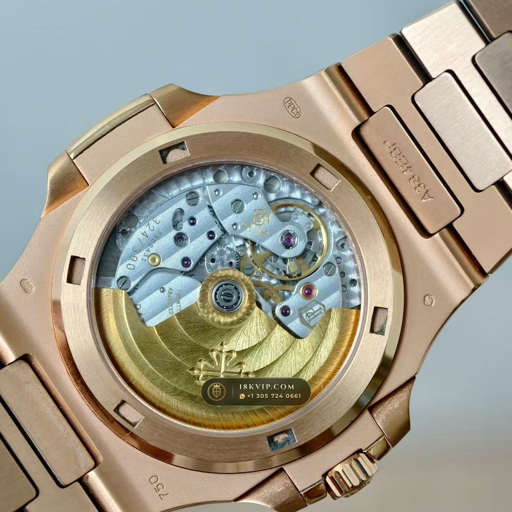 Patek Philippe Nautilus Self-Winding 18K Rose Gold Custom SW Dial Deep Crystal Optics Ref. 5711R — Private Vault Edition — Studio Gallery Plate VI in 18K Rose Gold Au750 (114.7g Verified Mass, Patek Philippe Cal. 26-330 S C / Cal. 324 S C - 21K Gold Rotor)