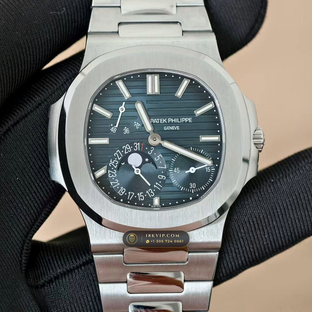 Patek Philippe Nautilus Moonphase & Power Reserve Geneva Atelier Spec Ref. 5712A — Private Vault Edition — Studio Gallery Plate V in 904L Stainless Steel Custom Architecture (116.7g Verified Mass, Patek Philippe Cal. 240 PS IRM C LU - 22K Gold Micro-Rotor)