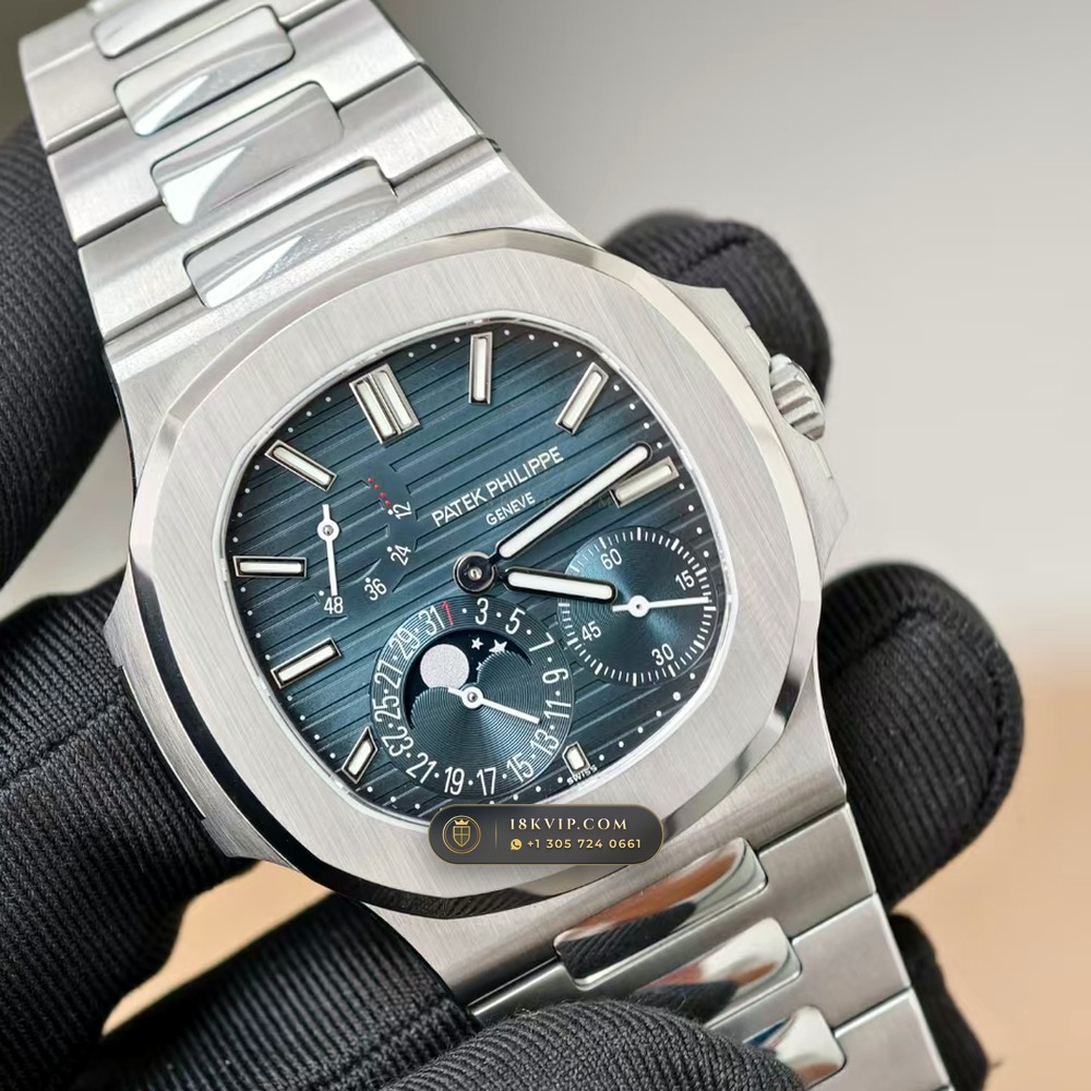 Patek Philippe Nautilus Moonphase & Power Reserve Sapphire Caseback Spec Ref. 5712/1A — Private Vault Edition — Studio Gallery Plate II in 904L Stainless Steel Custom Architecture (116.6g Verified Mass, Patek Philippe Cal. 240 PS IRM C LU - 22K Gold Micro-Rotor)