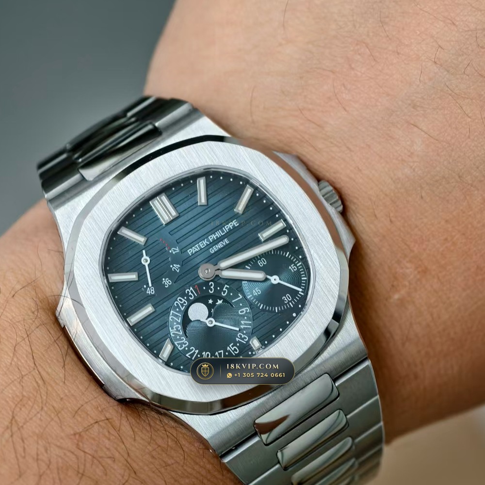 Patek Philippe Nautilus Moonphase & Power Reserve Sapphire Caseback Spec Ref. 5712/1A — Private Vault Edition — Studio Gallery Plate VII in 904L Stainless Steel Custom Architecture (116.6g Verified Mass, Patek Philippe Cal. 240 PS IRM C LU - 22K Gold Micro-Rotor)