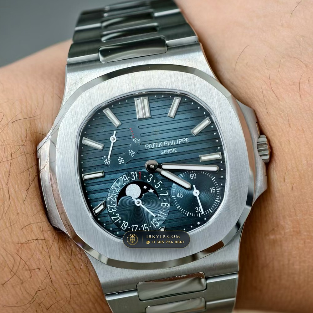 Patek Philippe Nautilus Moonphase & Power Reserve Sapphire Caseback Spec Ref. 5712/1A — Private Vault Edition — Studio Gallery Plate VIII in 904L Stainless Steel Custom Architecture (116.6g Verified Mass, Patek Philippe Cal. 240 PS IRM C LU - 22K Gold Micro-Rotor)