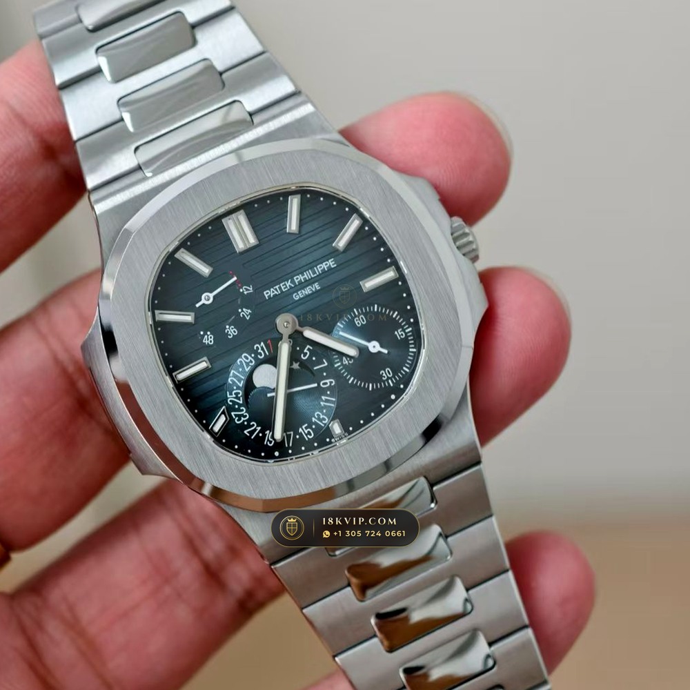 Patek Philippe Nautilus Moonphase & Power Reserve Chronometer Regulated Spec Ref. 5712A — Private Vault Edition — Studio Gallery Plate II in 904L Stainless Steel Custom Architecture (116.8g Verified Mass, Patek Philippe Cal. 240 PS IRM C LU - 22K Gold Micro-Rotor)