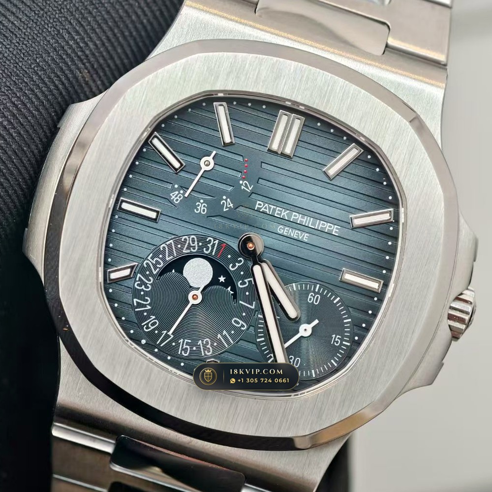 Patek Philippe Nautilus Moonphase & Power Reserve Hand-Chamfered Bevel Spec Ref. 5712A — Private Vault Edition — Studio Gallery Plate III in 904L Stainless Steel Custom Architecture (116.3g Verified Mass, Patek Philippe Cal. 240 PS IRM C LU - 22K Gold Micro-Rotor)