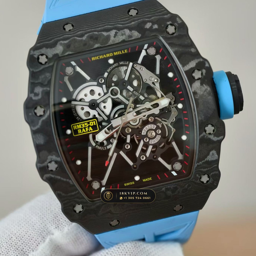 Richard Mille RM 35-01 Rafael Nadal Manual Winding — Private Vault Edition — Studio Gallery Plate IV in Carbon TPT & Grade 5 Titanium (50.6g Verified Mass, Richard Mille Cal. RMUL3 Grade 5 Titanium Skeleton)