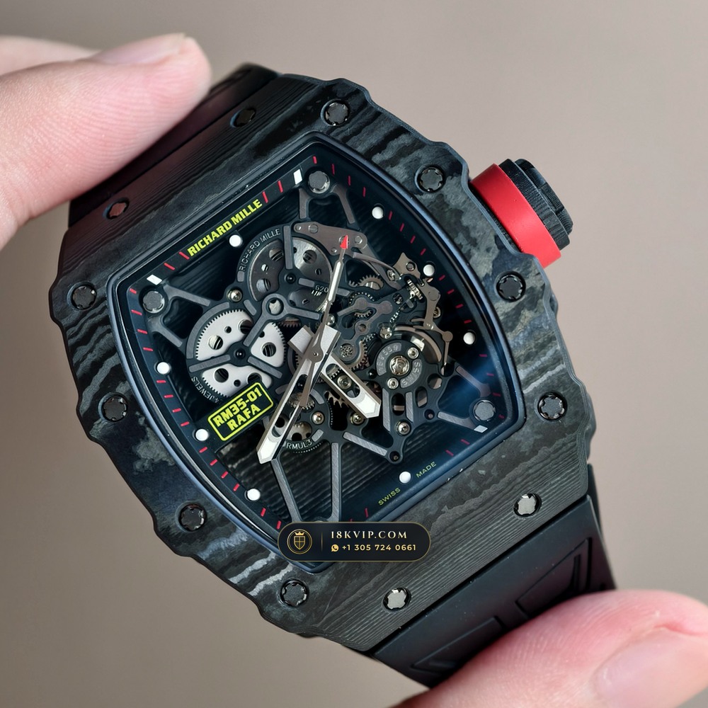 Richard Mille RM 35-01 Rafael Nadal Manual Winding 5-Axis CNC Case — Private Vault Edition — Studio Gallery Plate II in Carbon TPT & Grade 5 Titanium (50.6g Verified Mass, Richard Mille Cal. RMUL3 Grade 5 Titanium Skeleton)