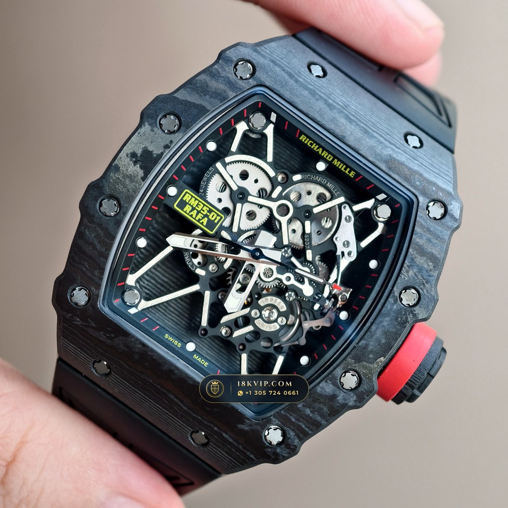 Richard Mille RM 35-01 Rafael Nadal Manual Winding 5-Axis CNC Case — Private Vault Edition — Studio Gallery Plate III in Carbon TPT & Grade 5 Titanium (50.6g Verified Mass, Richard Mille Cal. RMUL3 Grade 5 Titanium Skeleton)