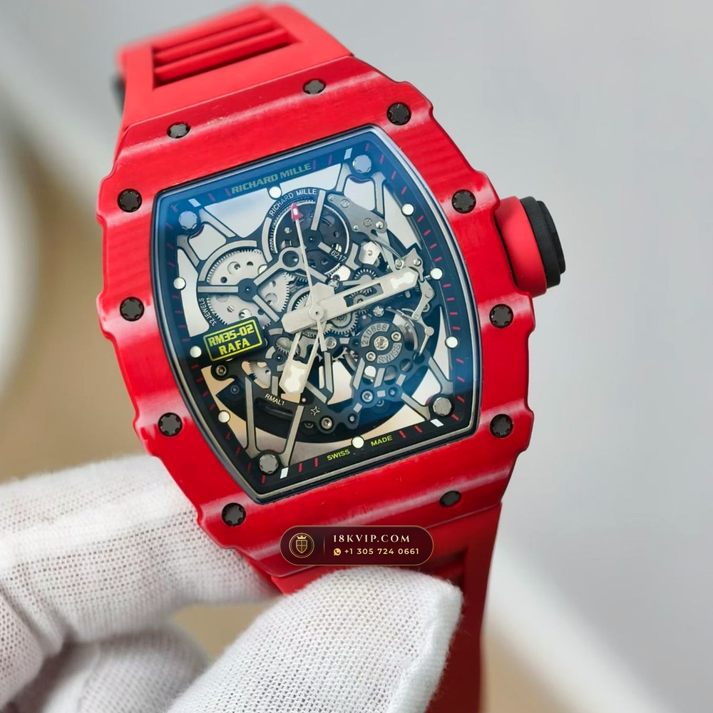 Richard Mille RM 35-02 Rafael Nadal Automatic Crimson Quartz TPT 5-Axis CNC Case — Private Vault Edition — Studio Gallery Plate II in Carbon TPT & Grade 5 Titanium (50.7g Verified Mass, Richard Mille Cal. RMAL1 Variable-Geometry Rotor)