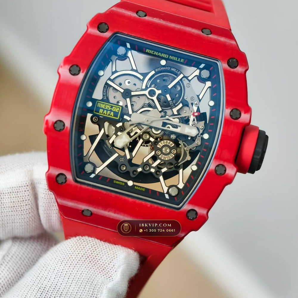Richard Mille RM 35-02 Rafael Nadal Automatic Crimson Quartz TPT 5-Axis CNC Case — Private Vault Edition — Studio Gallery Plate III in Carbon TPT & Grade 5 Titanium (50.7g Verified Mass, Richard Mille Cal. RMAL1 Variable-Geometry Rotor)
