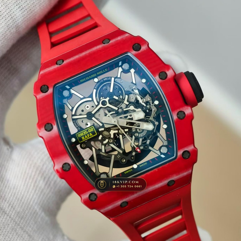 Richard Mille RM 35-02 Rafael Nadal Automatic Crimson Quartz TPT 5-Axis CNC Case — Private Vault Edition — Studio Gallery Plate IV in Carbon TPT & Grade 5 Titanium (50.7g Verified Mass, Richard Mille Cal. RMAL1 Variable-Geometry Rotor)
