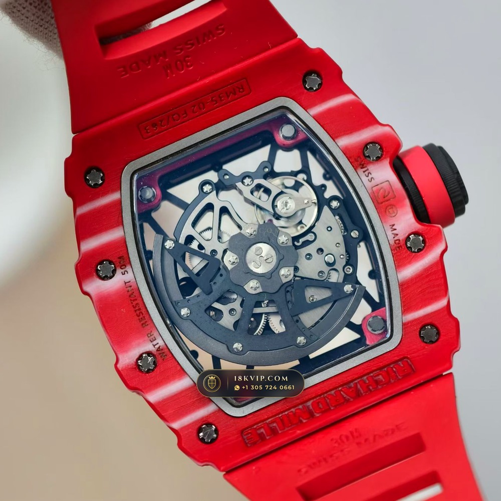 Richard Mille RM 35-02 Rafael Nadal Automatic Crimson Quartz TPT 5-Axis CNC Case — Private Vault Edition — Studio Gallery Plate VII in Carbon TPT & Grade 5 Titanium (50.7g Verified Mass, Richard Mille Cal. RMAL1 Variable-Geometry Rotor)