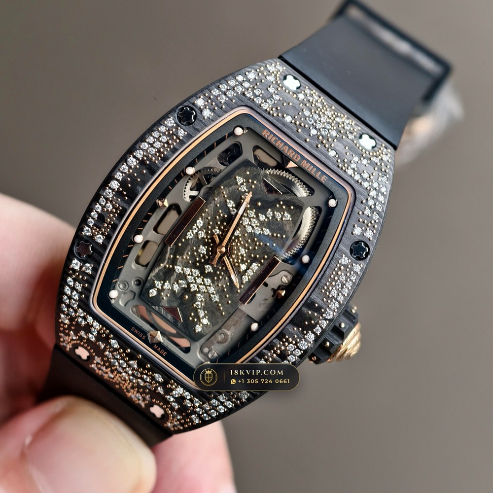 Richard Mille RM 07-01 Automatic Tonneau Misty Night Carbon TPT & Gold Leaf — Private Vault Edition — Studio Gallery Plate II in Carbon TPT & Grade 5 Titanium (58.0g Verified Mass, Richard Mille Cal. CRMA2 Variable-Geometry Rotor)