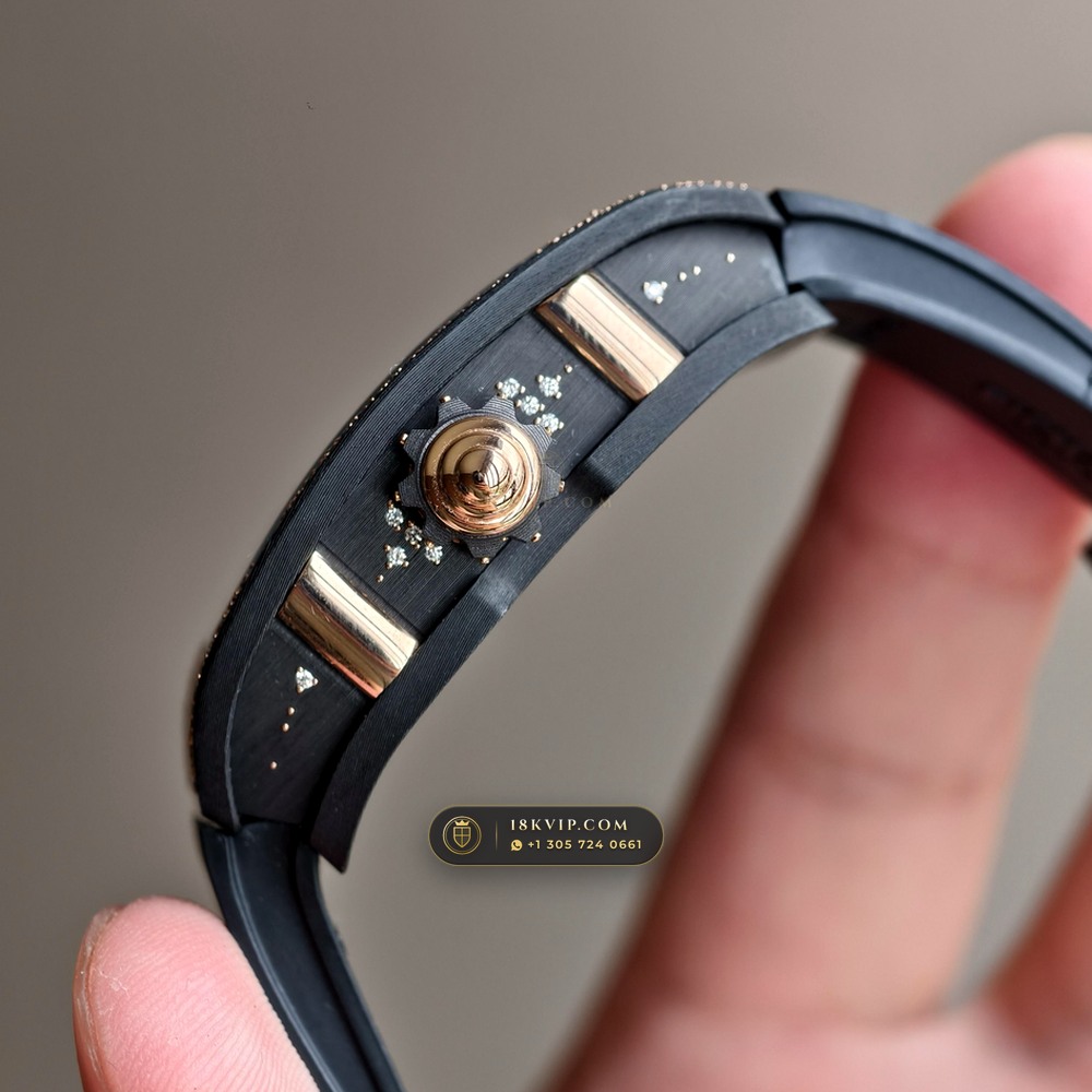 Richard Mille RM 07-01 Automatic Tonneau Misty Night Carbon TPT & Gold Leaf — Private Vault Edition — Studio Gallery Plate IV in Carbon TPT & Grade 5 Titanium (58.0g Verified Mass, Richard Mille Cal. CRMA2 Variable-Geometry Rotor)