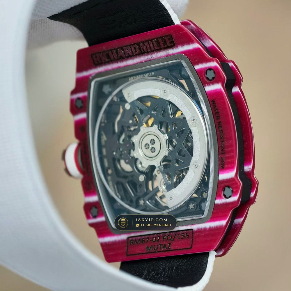 Richard Mille RM 67-02 Automatic Extra-Flat Mutaz Barshim Crimson Quartz TPT 5-Axis CNC Case — Private Vault Edition — Studio Gallery Plate VII in Carbon TPT & Grade 5 Titanium (33.2g Verified Mass, Richard Mille Cal. CRMA7 Skeletonized Titanium)