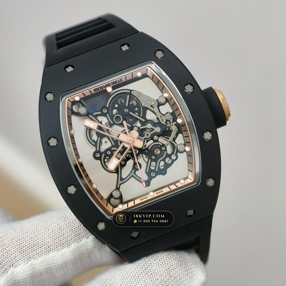 Richard Mille RM 055 Bubba Watson Manual Winding Asia Limited Edition 5-Axis CNC Case — Private Vault Edition — Studio Gallery Plate II in ATZ White Ceramic & Grade 5 Titanium (66.3g Verified Mass, Richard Mille Cal. RMUL2 Grade 5 Titanium Skeleton)