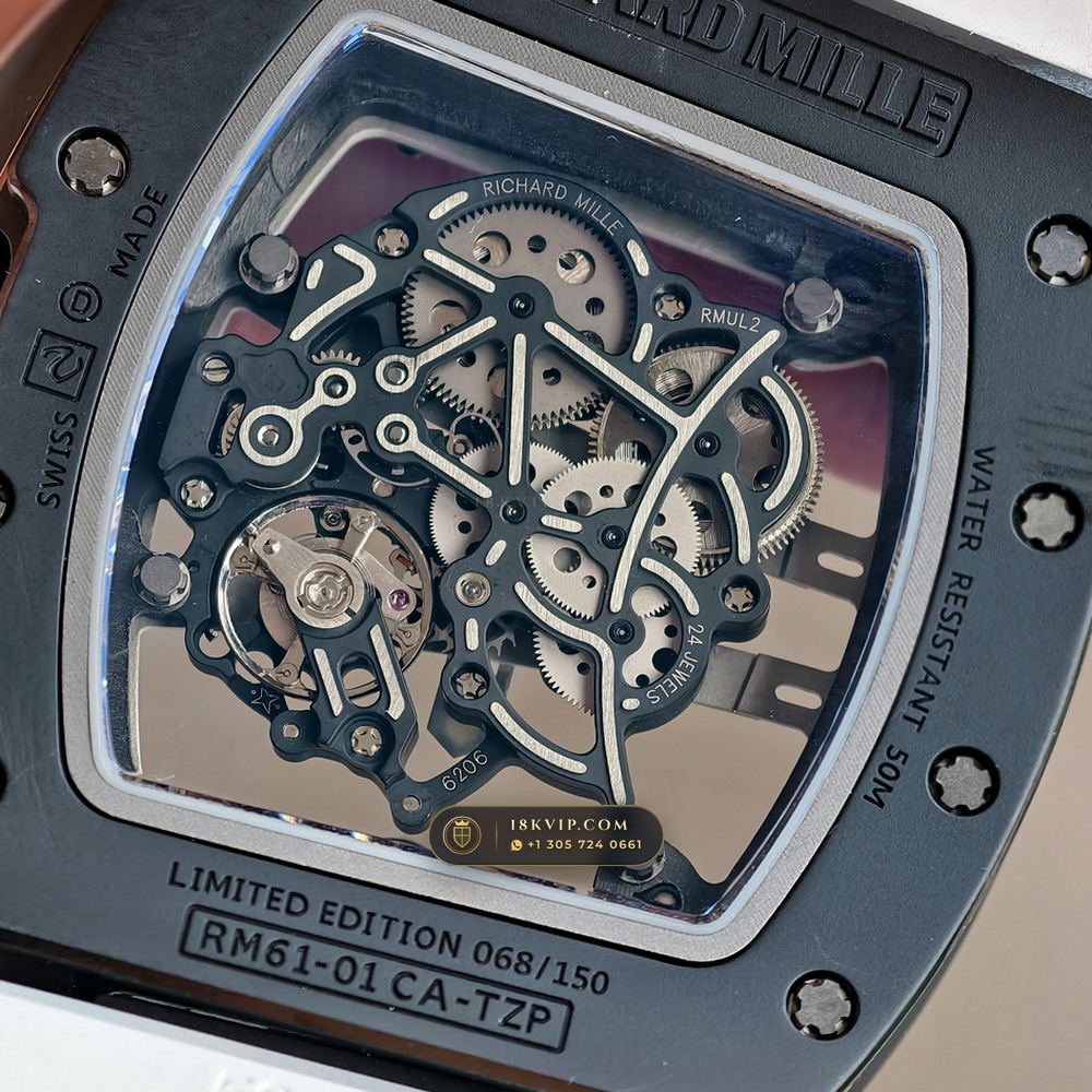 Richard Mille RM 61-01 Yohan Blake Asymmetric Carbon TPT Skeleton — Private Vault Edition — Studio Gallery Plate VIII in Carbon TPT & Grade 5 Titanium (55.6g Verified Mass, Richard Mille Cal. RMUL2 Free-Sprung Skeleton)