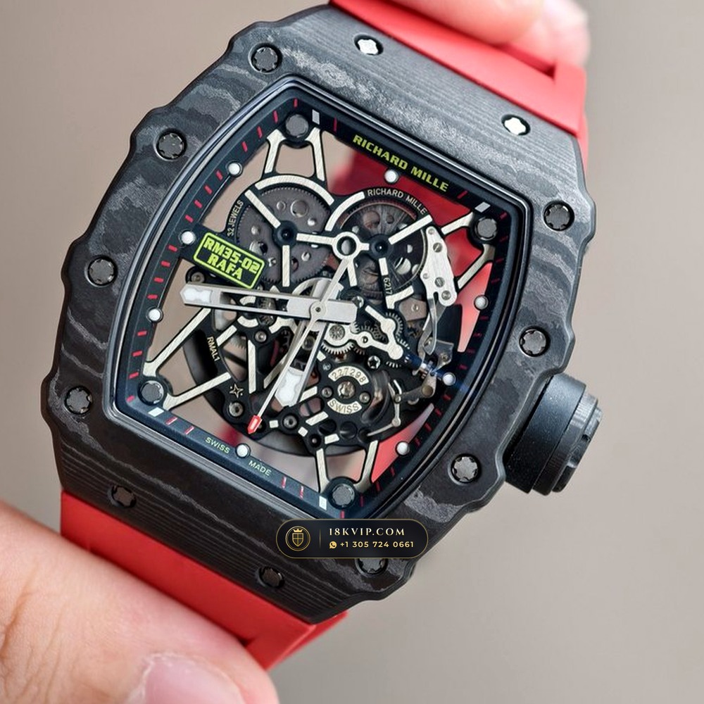Richard Mille RM 35-02 Rafael Nadal Automatic Carbon TPT Skeleton — Private Vault Edition — Studio Gallery Plate III in Carbon TPT & Grade 5 Titanium (50.2g Verified Mass, Richard Mille Cal. RMAL1 Variable-Geometry Rotor)