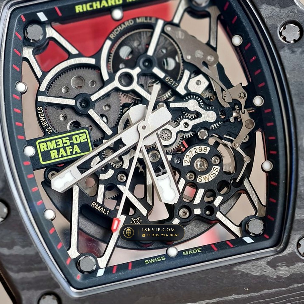 Richard Mille RM 35-02 Rafael Nadal Automatic Carbon TPT Skeleton — Private Vault Edition — Studio Gallery Plate IV in Carbon TPT & Grade 5 Titanium (50.2g Verified Mass, Richard Mille Cal. RMAL1 Variable-Geometry Rotor)