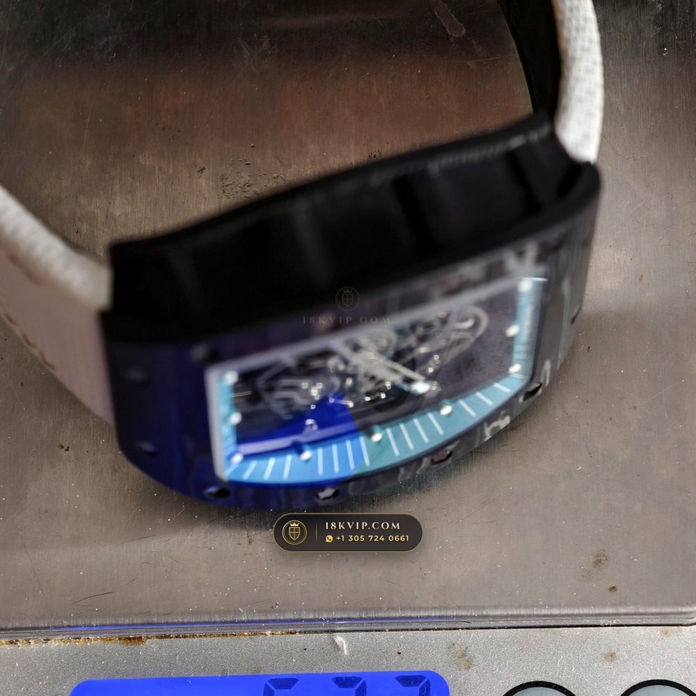 Richard Mille RM 055 Bubba Watson Yas Marina Carbon TPT & Turquoise — Private Vault Edition — Studio Gallery Plate IX in ATZ White Ceramic & Grade 5 Titanium (66.9g Verified Mass, Richard Mille Cal. RMUL2 Grade 5 Titanium Skeleton)