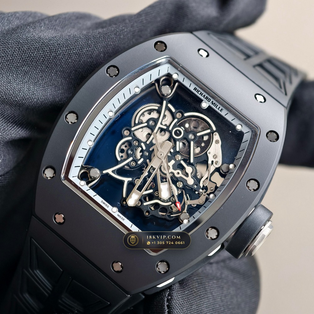 Richard Mille RM 055 Bubba Watson Manual Winding Asia Exclusive Edition — Private Vault Edition — Studio Gallery Plate III in ATZ White Ceramic & Grade 5 Titanium (66.4g Verified Mass, Richard Mille Cal. RMUL2 Grade 5 Titanium Skeleton)