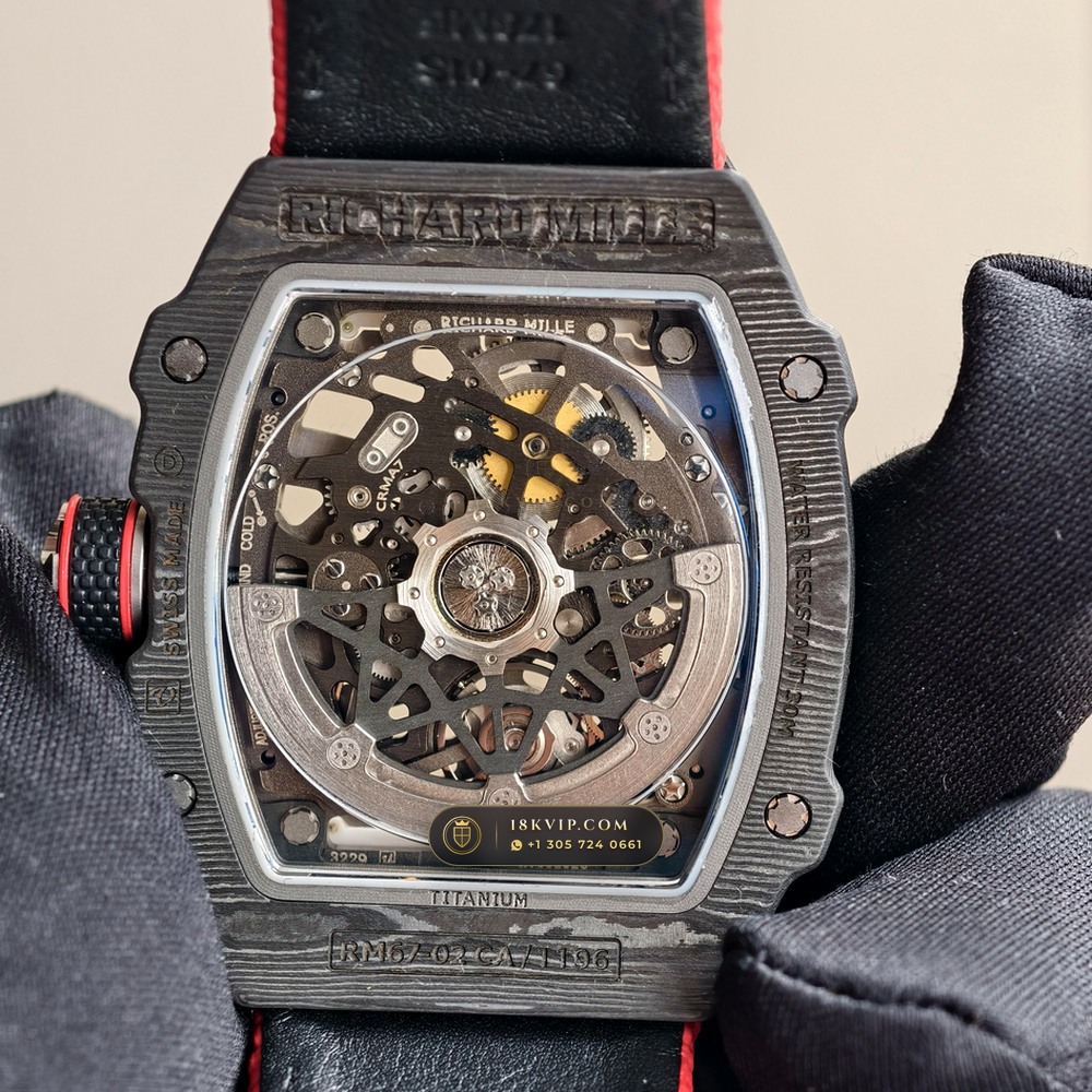 Richard Mille RM 67-02 Automatic Extra-Flat Italy Limited Edition Chronometer Regulated Spec — Private Vault Edition — Studio Gallery Plate VII in Carbon TPT & Grade 5 Titanium (33.6g Verified Mass, Richard Mille Cal. CRMA7 Skeletonized Titanium)