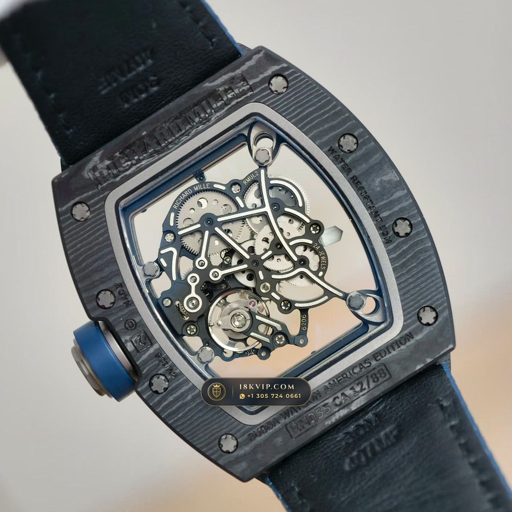 Richard Mille RM 055 Bubba Watson Manual Winding Americas Limited Edition — Private Vault Edition — Studio Gallery Plate VI in Carbon TPT & Grade 5 Titanium (66.1g Verified Mass, Richard Mille Cal. RMUL2 Grade 5 Titanium Skeleton)