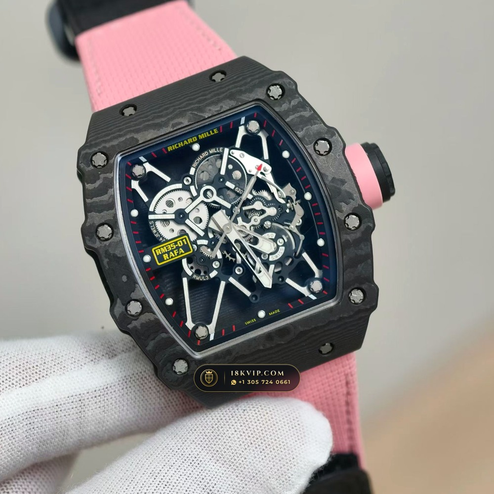 Richard Mille RM 35-01 Rafael Nadal Manual Winding Hand-Chamfered Bevel Spec — Private Vault Edition — Studio Gallery Plate II in Carbon TPT & Grade 5 Titanium (50.9g Verified Mass, Richard Mille Cal. RMUL3 Grade 5 Titanium Skeleton)