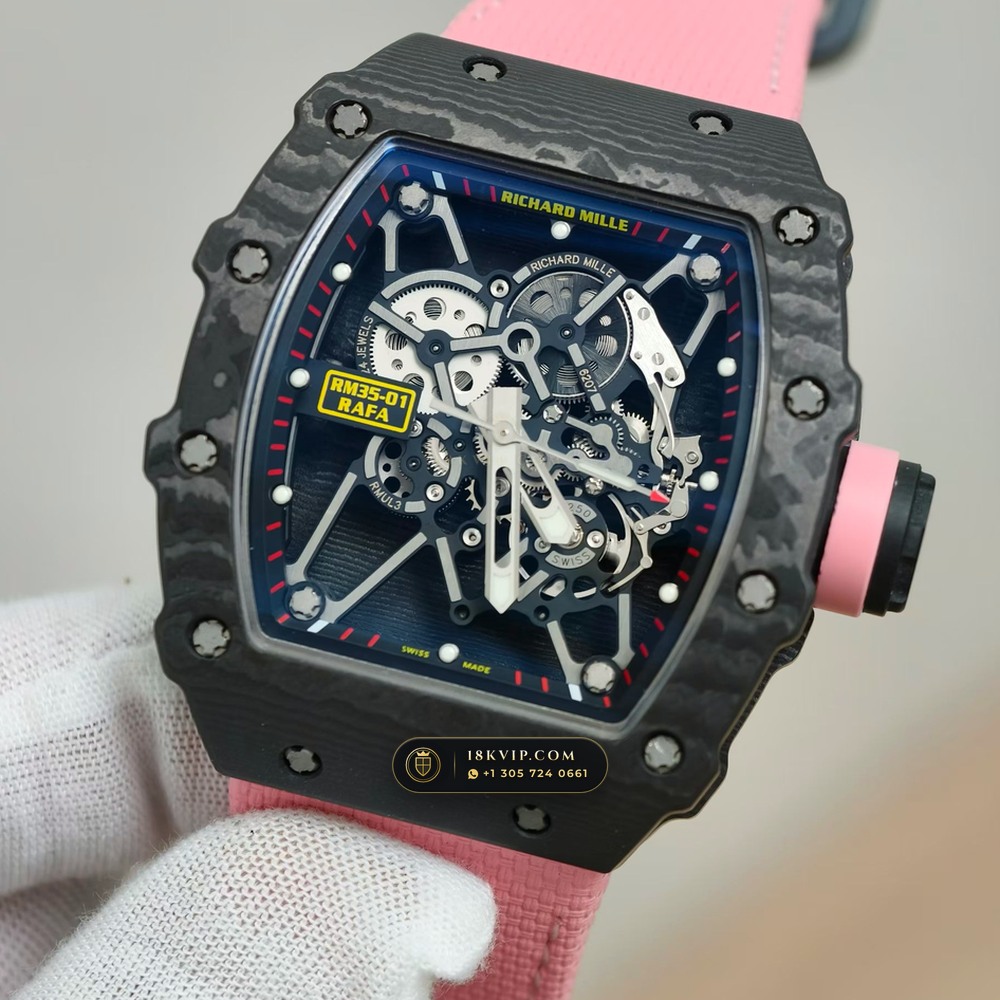 Richard Mille RM 35-01 Rafael Nadal Manual Winding Hand-Chamfered Bevel Spec — Private Vault Edition — Studio Gallery Plate III in Carbon TPT & Grade 5 Titanium (50.9g Verified Mass, Richard Mille Cal. RMUL3 Grade 5 Titanium Skeleton)