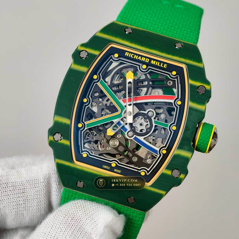 Richard Mille RM 67-02 Automatic Extra-Flat Wayde van Niekerk Green & Yellow Quartz TPT — Private Vault Edition — Studio Gallery Plate IV in Carbon TPT & Grade 5 Titanium (33.3g Verified Mass, Richard Mille Cal. CRMA7 Skeletonized Titanium)