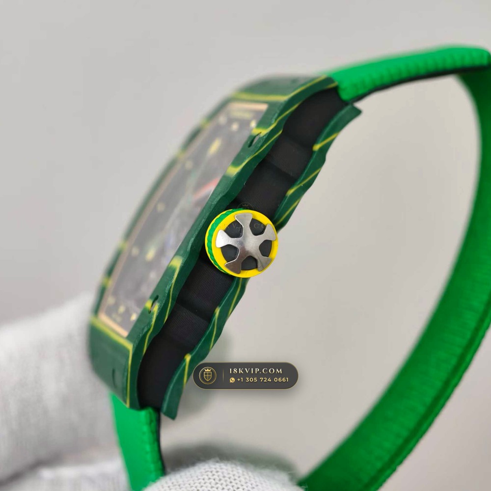 Richard Mille RM 67-02 Automatic Extra-Flat Wayde van Niekerk Green & Yellow Quartz TPT — Private Vault Edition — Studio Gallery Plate V in Carbon TPT & Grade 5 Titanium (33.3g Verified Mass, Richard Mille Cal. CRMA7 Skeletonized Titanium)