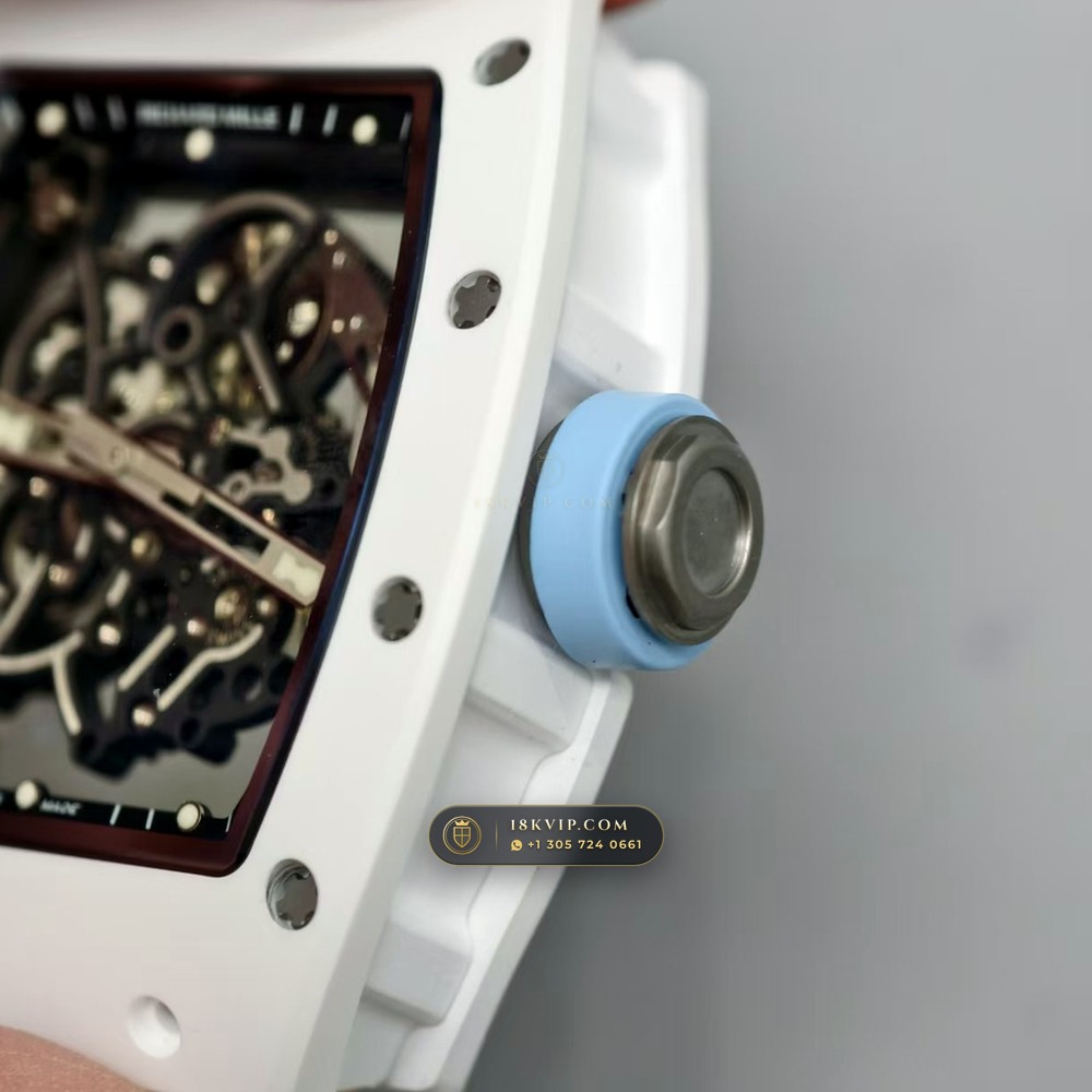 Richard Mille RM 055 Bubba Watson Manual Winding 5-Axis CNC Case — Private Vault Edition — Studio Gallery Plate IX in ATZ White Ceramic & Grade 5 Titanium (66.2g Verified Mass, Richard Mille Cal. RMUL2 Grade 5 Titanium Skeleton)