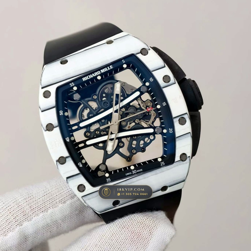 Richard Mille RM 61-01 Yohan Blake Asymmetric White Quartz TPT — Private Vault Edition — Studio Gallery Plate II in Carbon TPT & Grade 5 Titanium (55.3g Verified Mass, Richard Mille Cal. RMUL2 Free-Sprung Skeleton)
