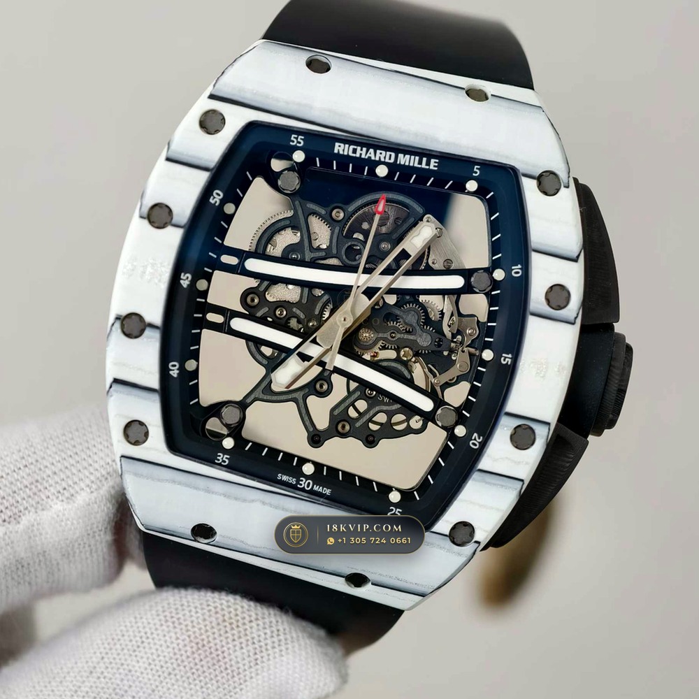 Richard Mille RM 61-01 Yohan Blake Asymmetric White Quartz TPT — Private Vault Edition — Studio Gallery Plate III in Carbon TPT & Grade 5 Titanium (55.3g Verified Mass, Richard Mille Cal. RMUL2 Free-Sprung Skeleton)