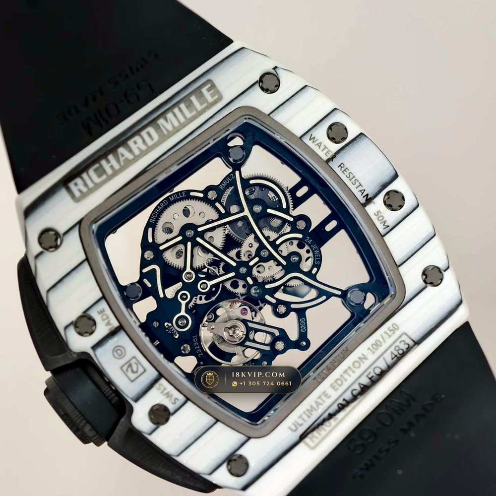 Richard Mille RM 61-01 Yohan Blake Asymmetric White Quartz TPT — Private Vault Edition — Studio Gallery Plate VIII in Carbon TPT & Grade 5 Titanium (55.3g Verified Mass, Richard Mille Cal. RMUL2 Free-Sprung Skeleton)