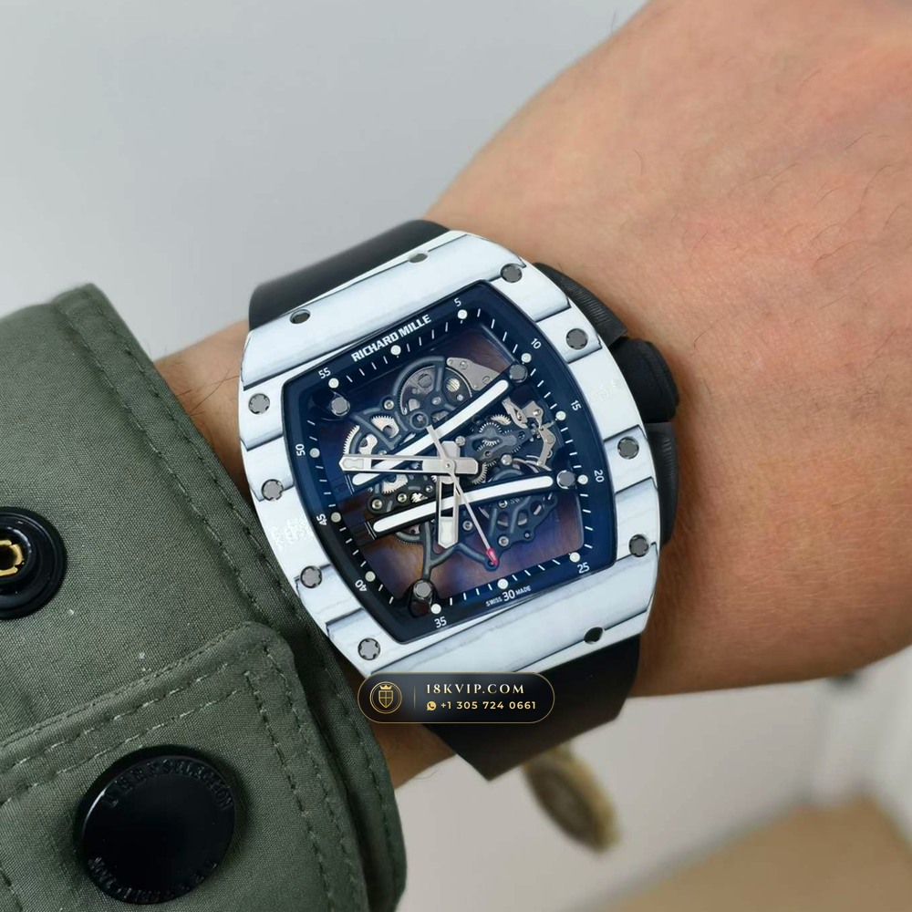 Richard Mille RM 61-01 Yohan Blake Asymmetric White Quartz TPT — Private Vault Edition — Studio Gallery Plate IX in Carbon TPT & Grade 5 Titanium (55.3g Verified Mass, Richard Mille Cal. RMUL2 Free-Sprung Skeleton)