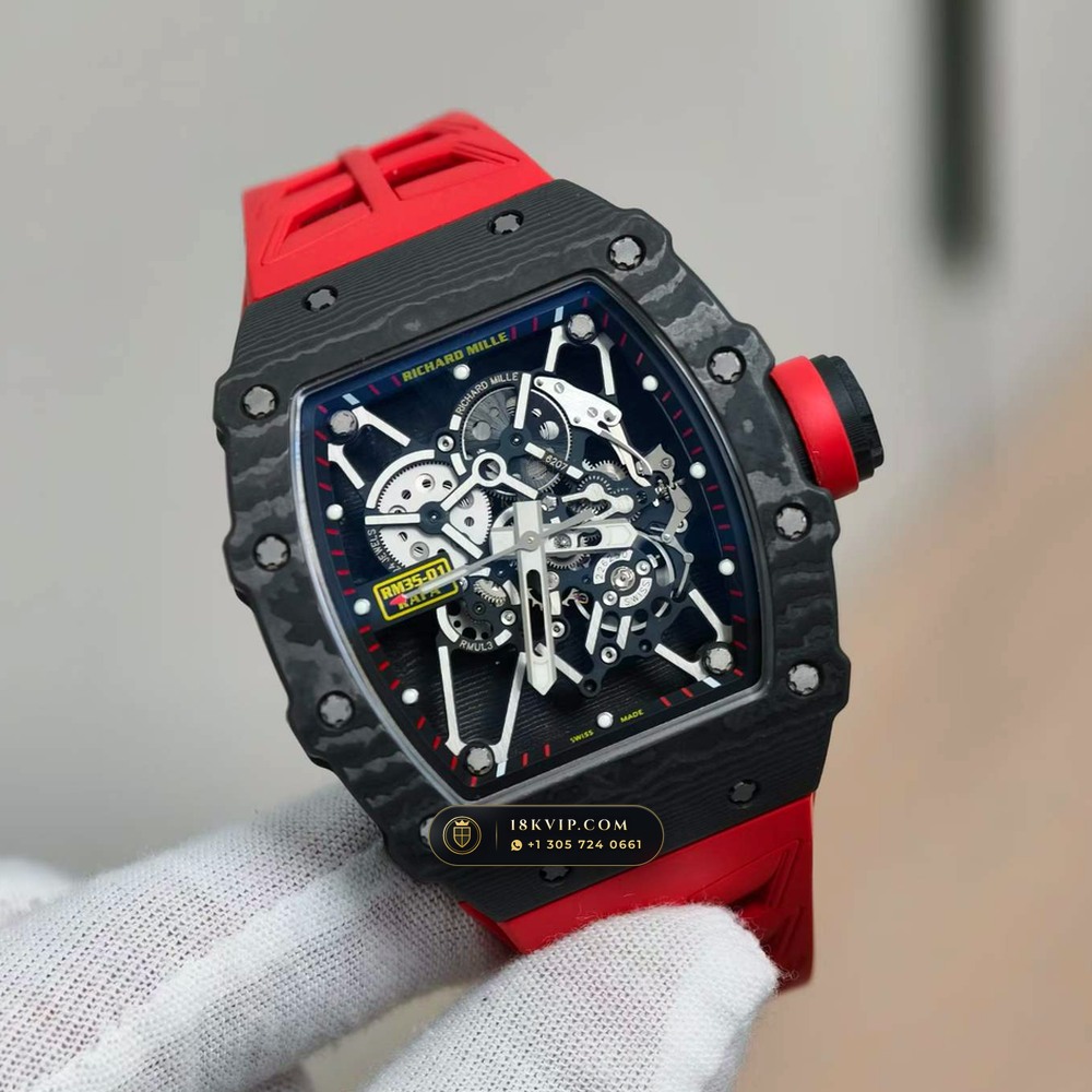 Richard Mille RM 35-01 Rafael Nadal Manual Winding Sapphire Caseback Spec — Private Vault Edition — Studio Gallery Plate II in Carbon TPT & Grade 5 Titanium (50.7g Verified Mass, Richard Mille Cal. RMUL3 Grade 5 Titanium Skeleton)
