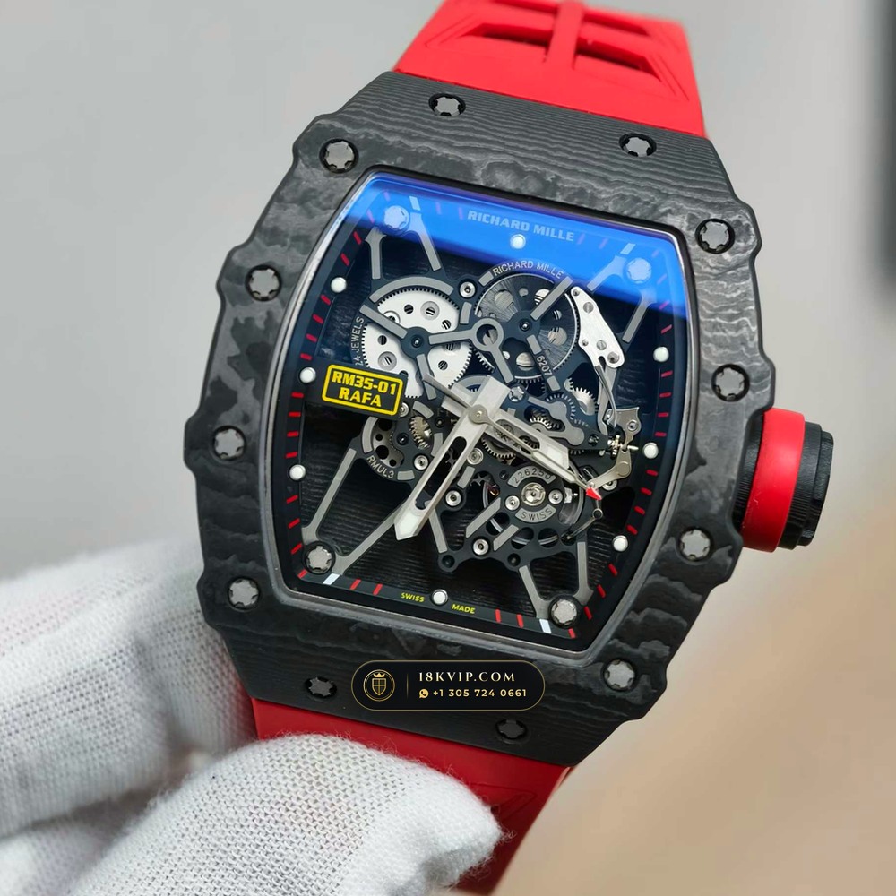 Richard Mille RM 35-01 Rafael Nadal Manual Winding Sapphire Caseback Spec — Private Vault Edition — Studio Gallery Plate III in Carbon TPT & Grade 5 Titanium (50.7g Verified Mass, Richard Mille Cal. RMUL3 Grade 5 Titanium Skeleton)