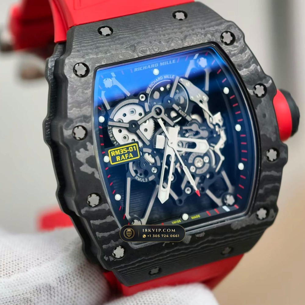 Richard Mille RM 35-01 Rafael Nadal Manual Winding Sapphire Caseback Spec — Private Vault Edition — Studio Gallery Plate IV in Carbon TPT & Grade 5 Titanium (50.7g Verified Mass, Richard Mille Cal. RMUL3 Grade 5 Titanium Skeleton)