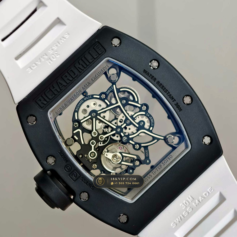 Richard Mille RM 055 Bubba Watson Manual Winding Asia Exclusive Edition Geneva Atelier Spec — Private Vault Edition — Studio Gallery Plate VII in ATZ White Ceramic & Grade 5 Titanium (66.8g Verified Mass, Richard Mille Cal. RMUL2 Grade 5 Titanium Skeleton)