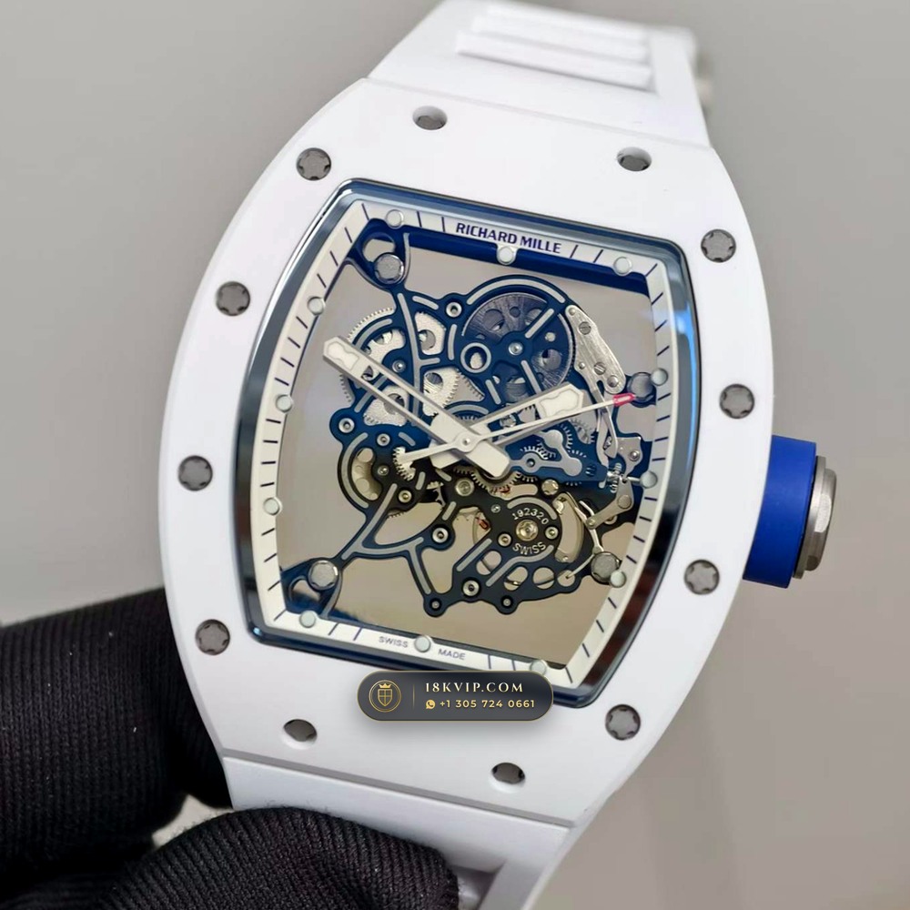 Richard Mille RM 055 Bubba Watson Manual Winding Japan Limited Edition — Private Vault Edition — Studio Gallery Plate III in ATZ White Ceramic & Grade 5 Titanium (66.7g Verified Mass, Richard Mille Cal. RMUL2 Grade 5 Titanium Skeleton)