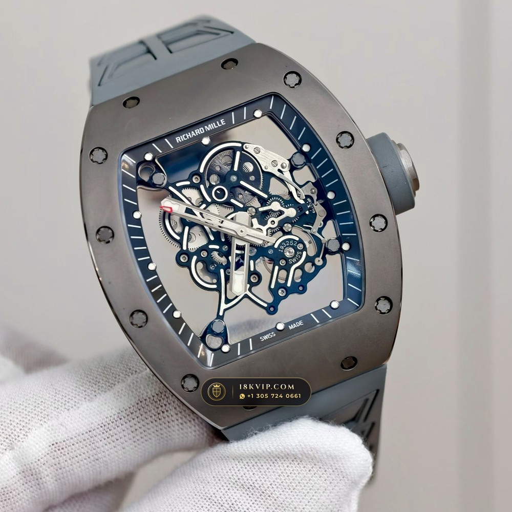 Richard Mille RM 055 Bubba Watson Manual Winding Geneva Atelier Spec — Private Vault Edition — Studio Gallery Plate II in ATZ White Ceramic & Grade 5 Titanium (66.3g Verified Mass, Richard Mille Cal. RMUL2 Grade 5 Titanium Skeleton)
