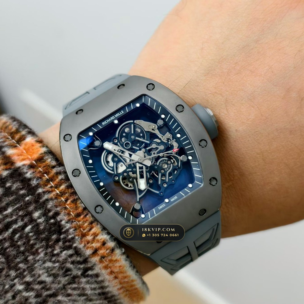 Richard Mille RM 055 Bubba Watson Manual Winding Geneva Atelier Spec — Private Vault Edition — Studio Gallery Plate IX in ATZ White Ceramic & Grade 5 Titanium (66.3g Verified Mass, Richard Mille Cal. RMUL2 Grade 5 Titanium Skeleton)